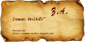 Zeman Anikó névjegykártya